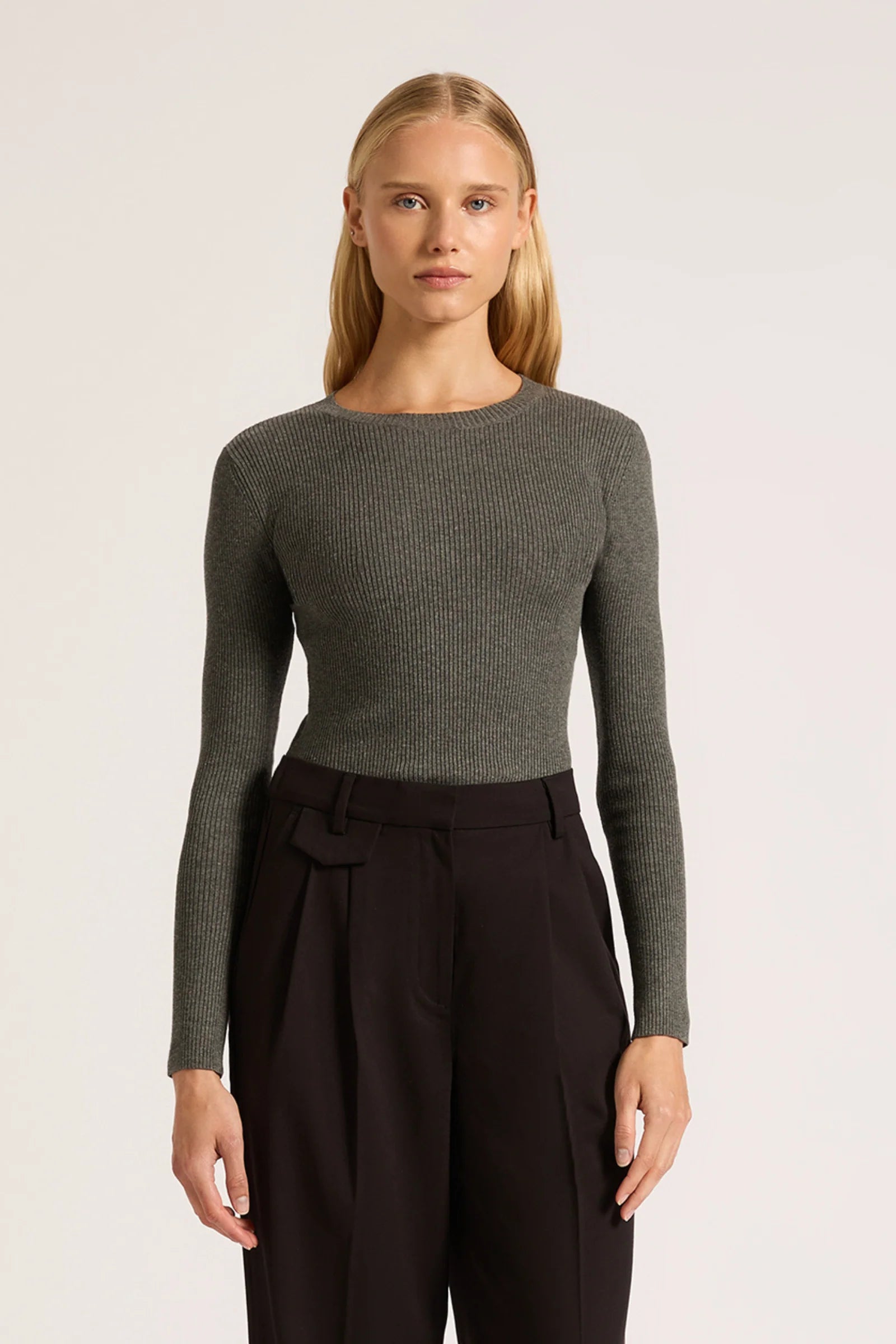 Ls- nude imagesize:209 NUDE LUCY - Classic LS Knit - CHARCOAL – Revival Yamba