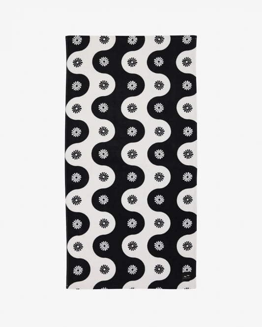 SLOWTIDE - Botanical Waves Beach Towel Black