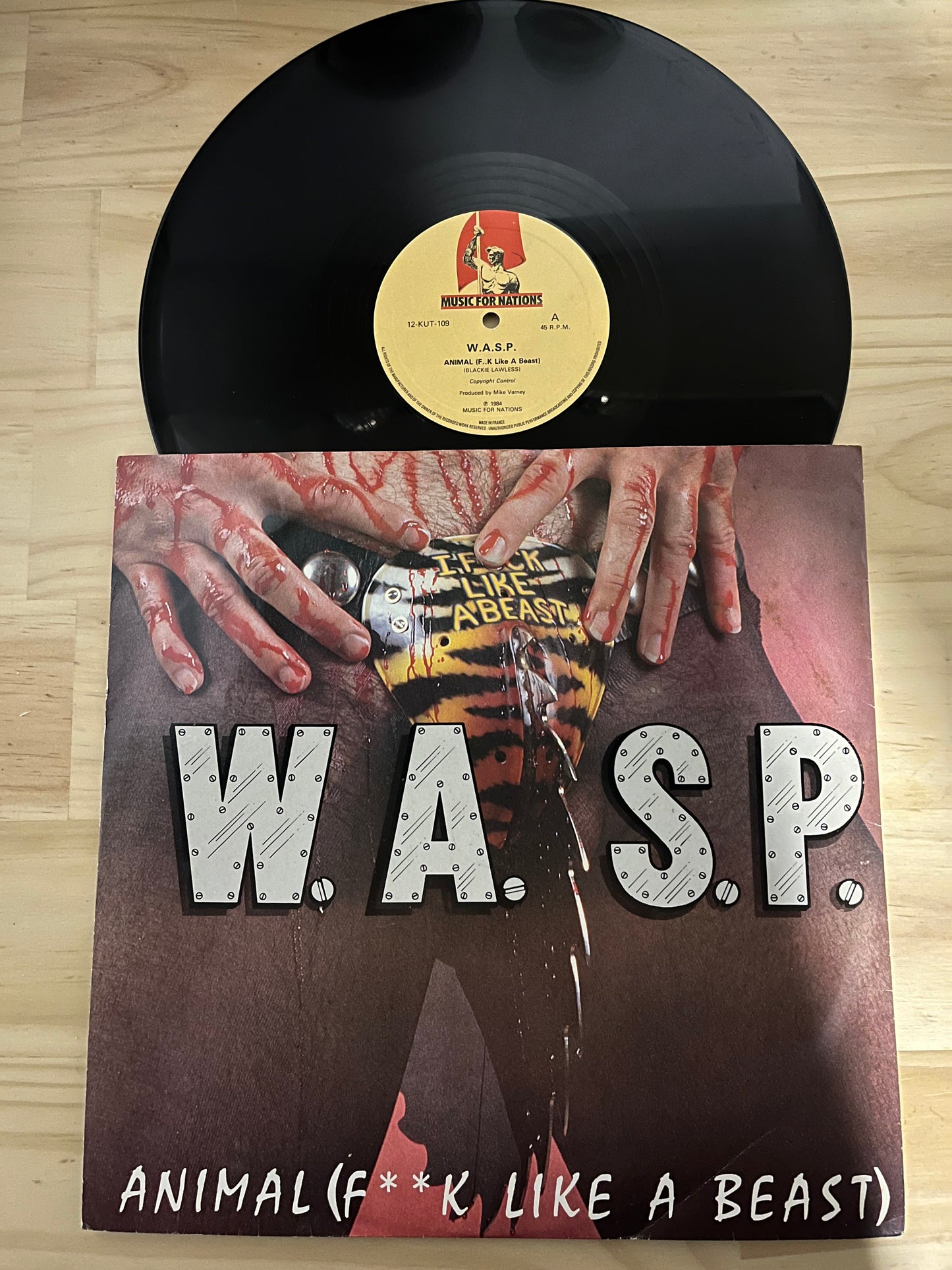 W.A.S.P. ANIMAL (F**K LIKE A BEAST) 1984 12" single vinyl rare 12-KUT-109 WASP