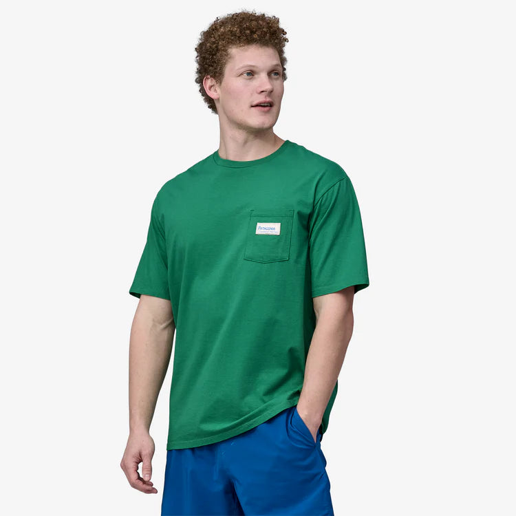 PATAGONIA - Men's Water People Organic Pocket T-Shirt - Water People Banner: Gather Green