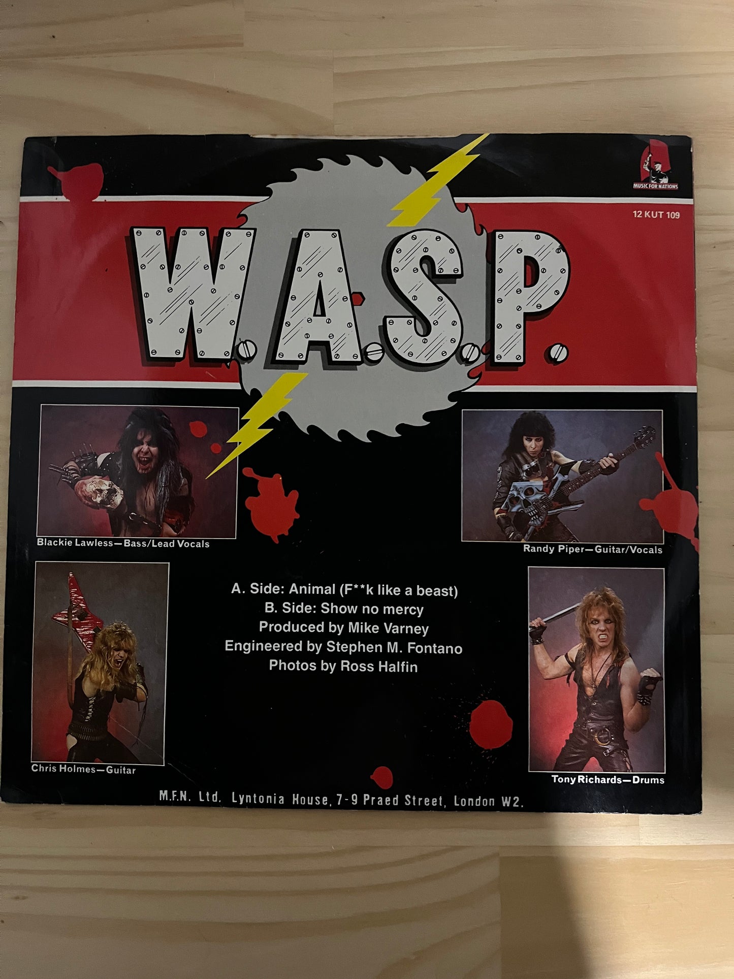 W.A.S.P. ANIMAL (F**K LIKE A BEAST) 1984 12" single vinyl rare 12-KUT-109 WASP