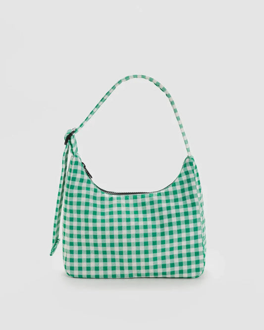 BAGGU - Mini Nylon Shoulder Bag - Green Gingham