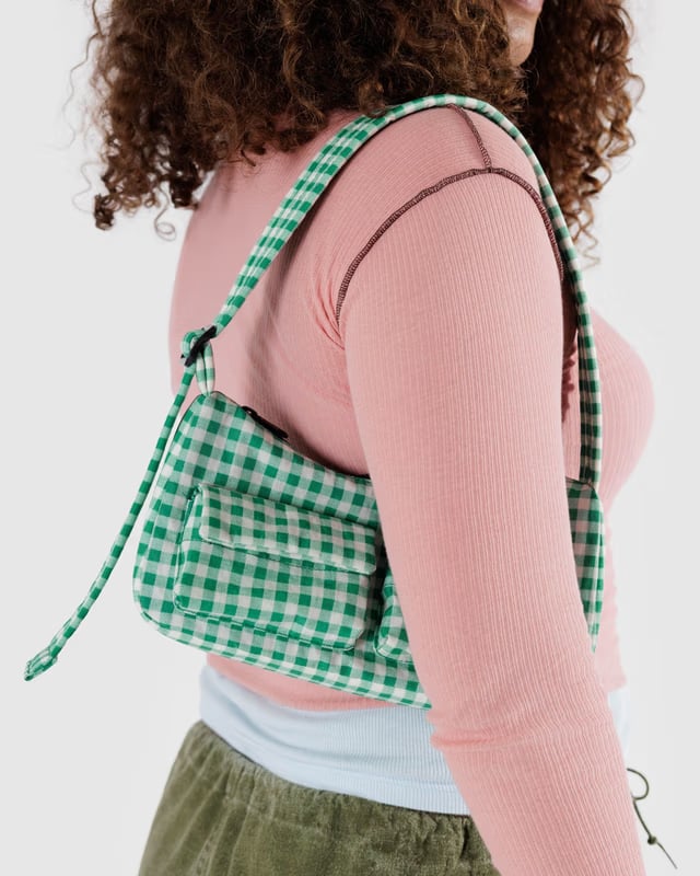 BAGGU - Cargo Shoulder Bag - Green Gingham