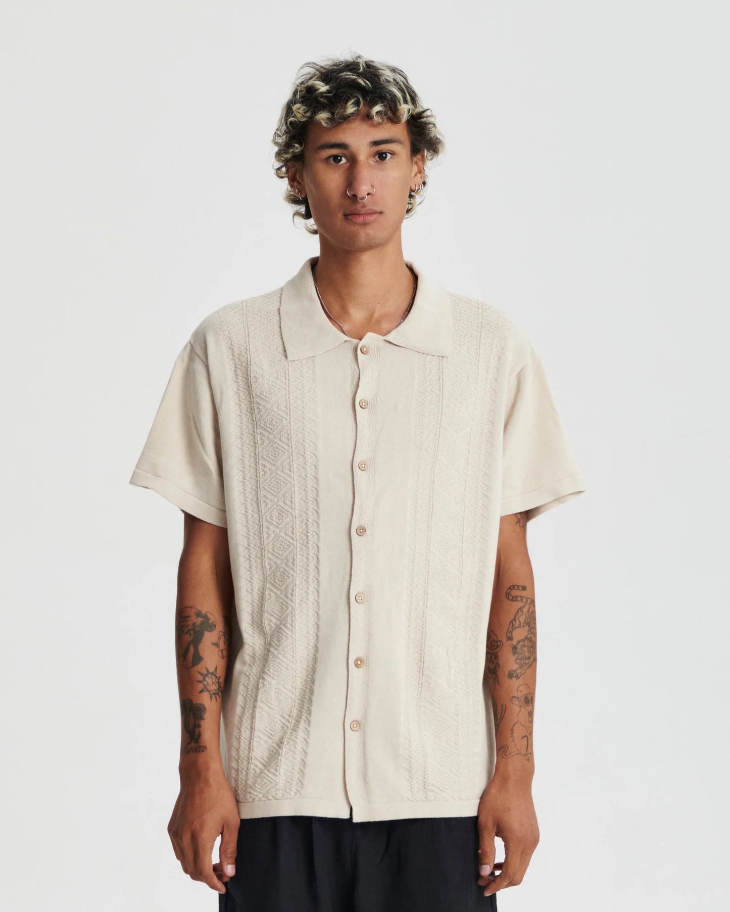 THE CRITICAL SLIDE SOCIETY - Trader Knit Shirt - ECRU