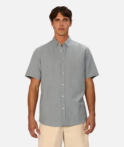 INDUSTRIE -  The Tennyson Linen Blend S/S Shirt - ADRIACTIC