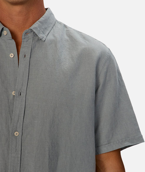 INDUSTRIE -  The Tennyson Linen Blend S/S Shirt - ADRIACTIC