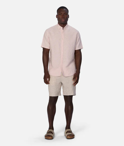 INDUSTRIE -  The Tennyson Linen Blend S/S Shirt - Lt PINK