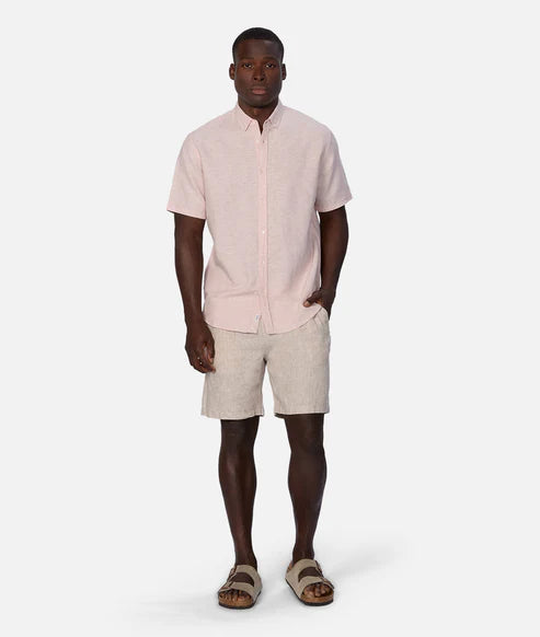 INDUSTRIE -  The Tennyson Linen Blend S/S Shirt - Lt PINK