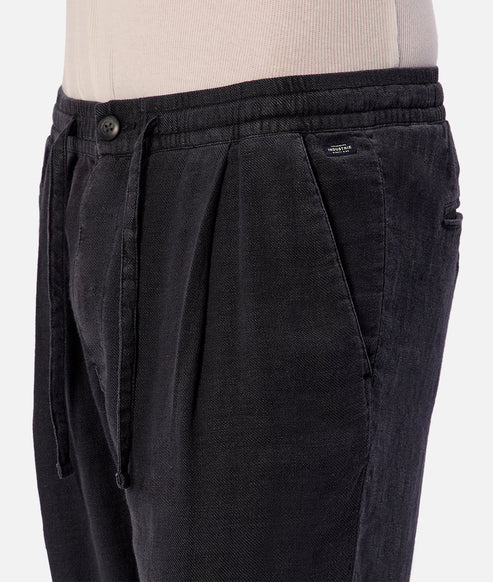 INDUSTRIE - The Capri Linen Pant -Navy