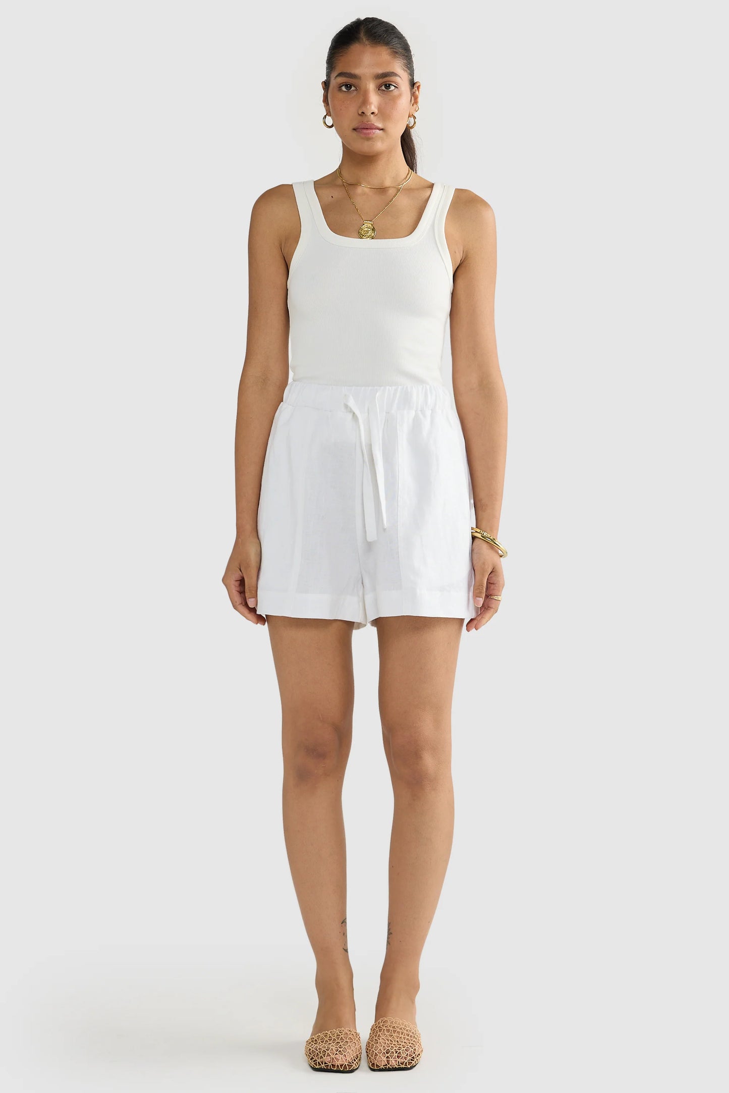 ORTC Leighton Linen Shorts White