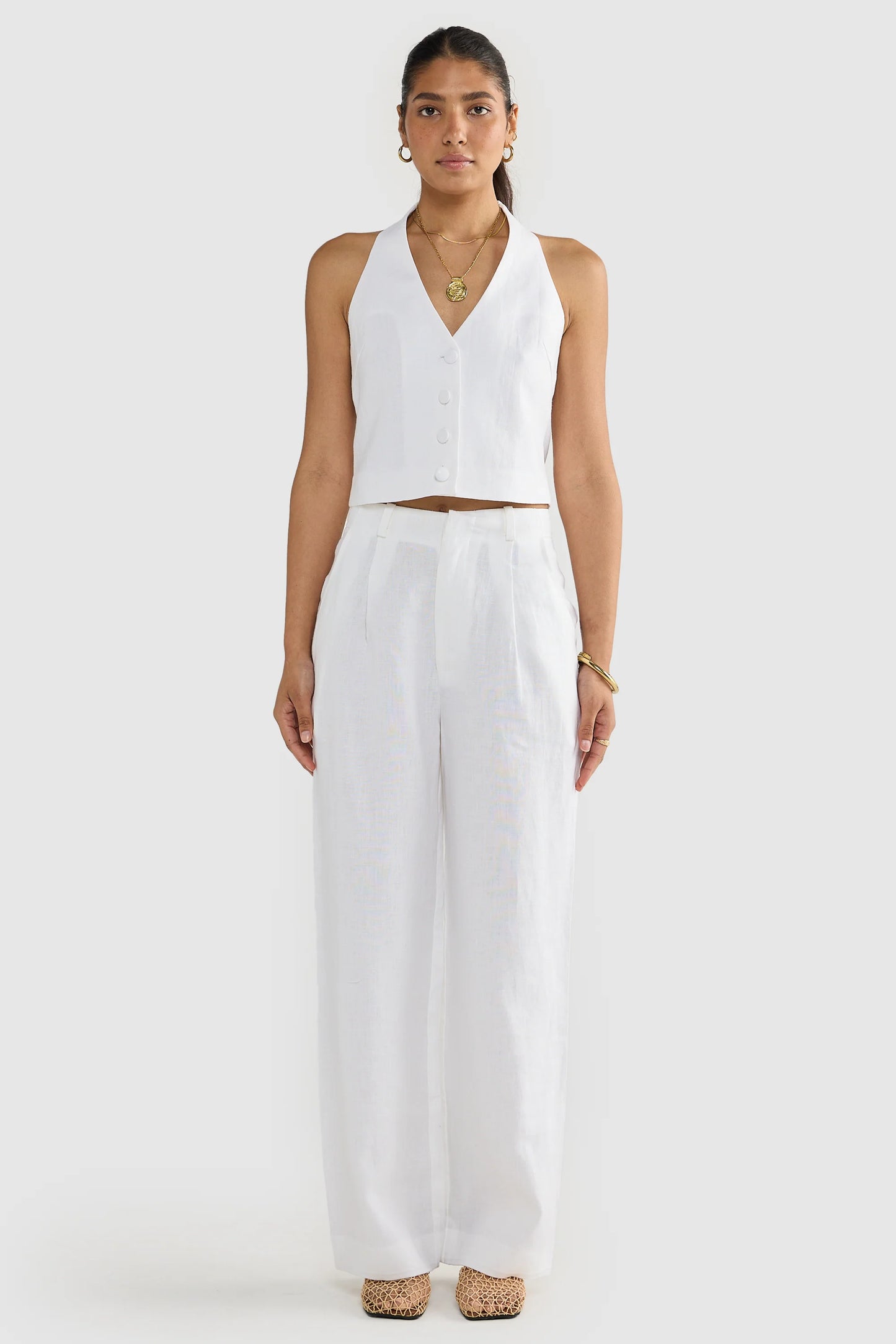 ORTC Savannah Linen Halter Top White