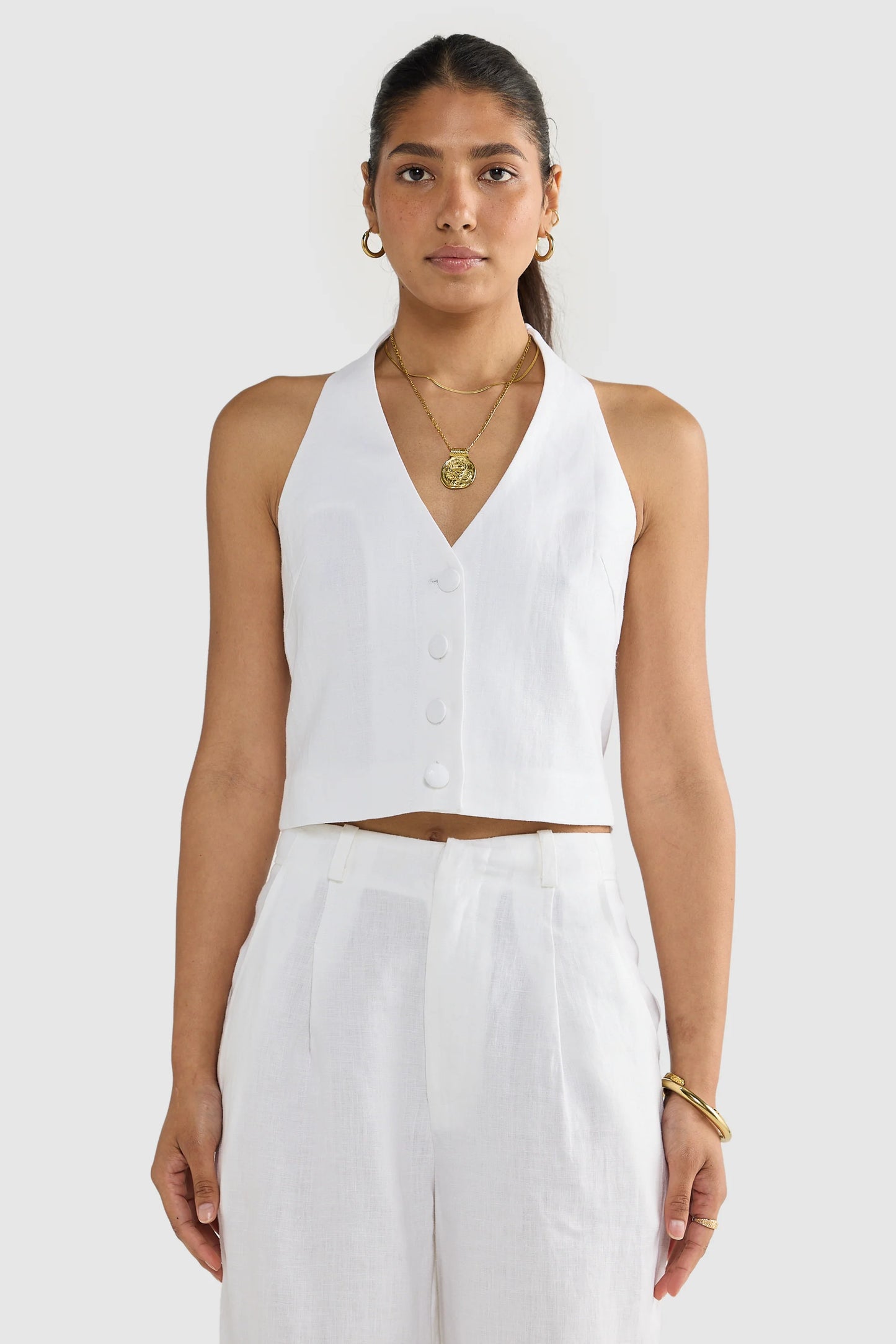 ORTC Savannah Linen Halter Top White