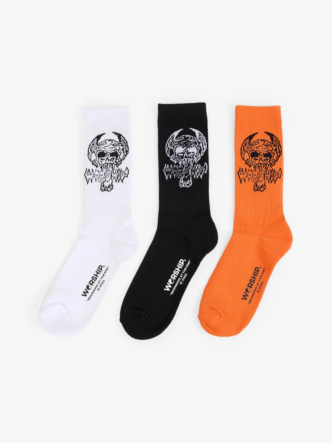 Worship Death Eater Socks 3 Pack - WHT/ORANGE/BLK