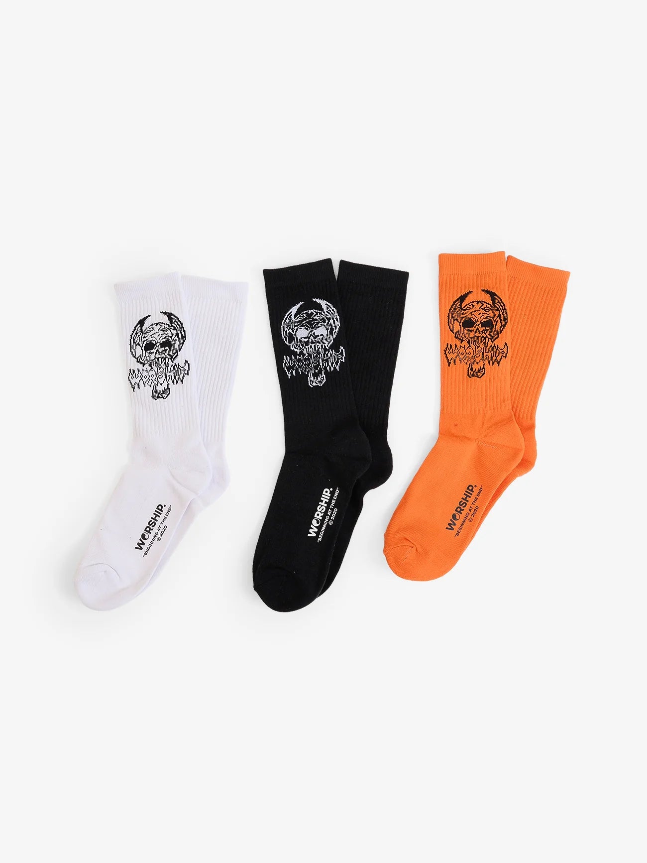 Worship Death Eater Socks 3 Pack - WHT/ORANGE/BLK