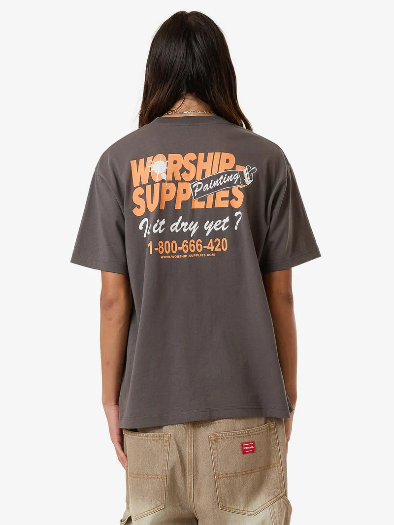 WORSHIP - Dry Paint Tee - WORN BLACK