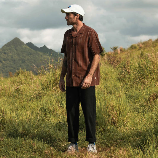 McTAVISH - Washed Camp Collar Shirt - BROWN MULTI