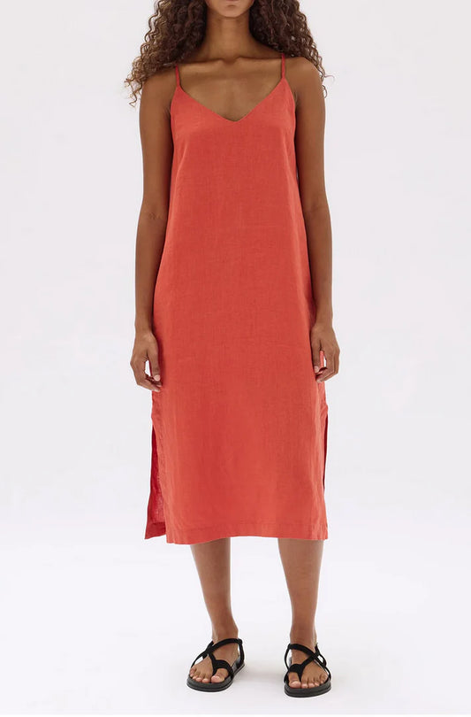 ASSEMBLY LABEL - Vallory Linen Slip Dress - PAPAYA