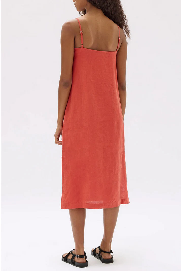 ASSEMBLY LABEL - Vallory Linen Slip Dress - PAPAYA