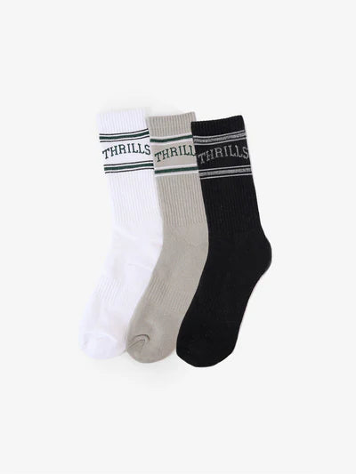 THRILLS - MINIMAL THRILLS MINIMAL 3 PACK SOCKS - WHITE/BLACK/TARMAC