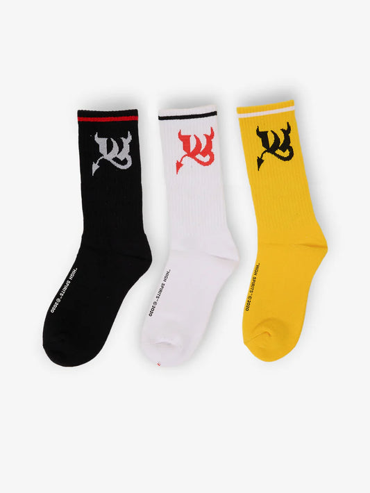 Worship - Devilish Sock 3 Pack - YELLOW/WHT/BLK