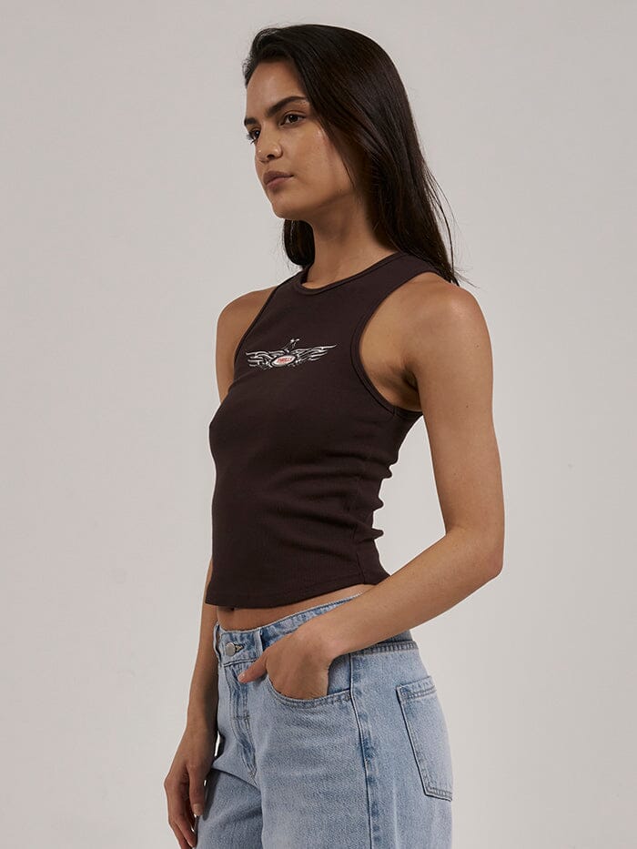 THRILLS - Laid Back Curve Tank - POSTAL BROWN