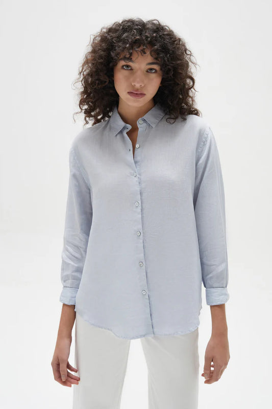 ASSEMBLY LABEL - Xander L/S Linen  Shirt - BLUE  HAZE