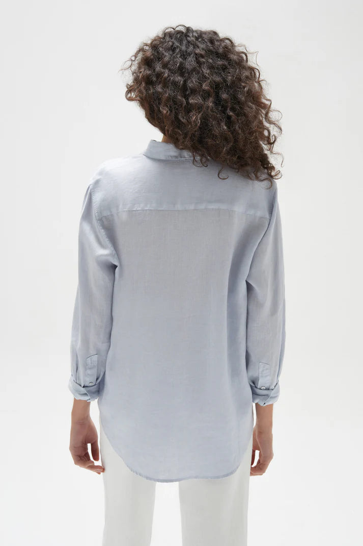 ASSEMBLY LABEL - Xander L/S Linen  Shirt - BLUE  HAZE