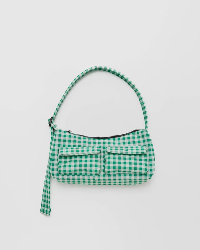 BAGGU - Cargo Shoulder Bag - Green Gingham