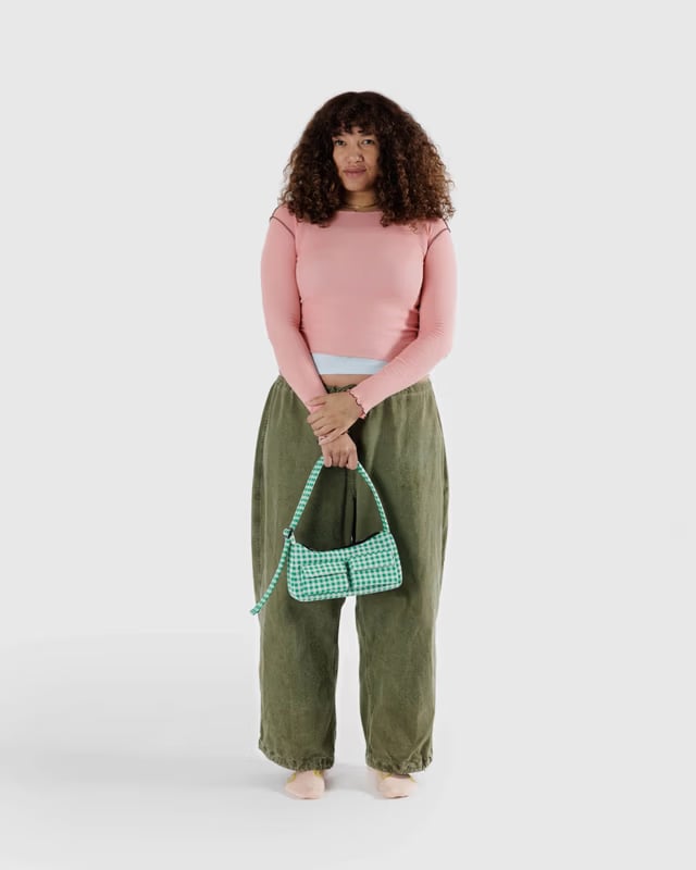 BAGGU - Cargo Shoulder Bag - Green Gingham