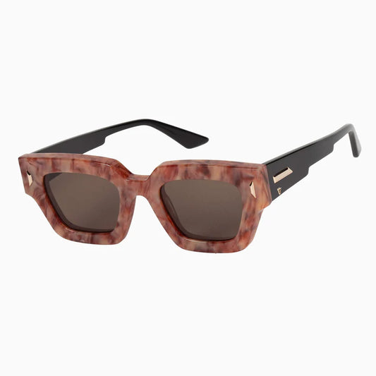 VALLEY EYEWEAR - GHOST - Fire Stone Black Temples w. Gold Metal Trim / Brown Lens