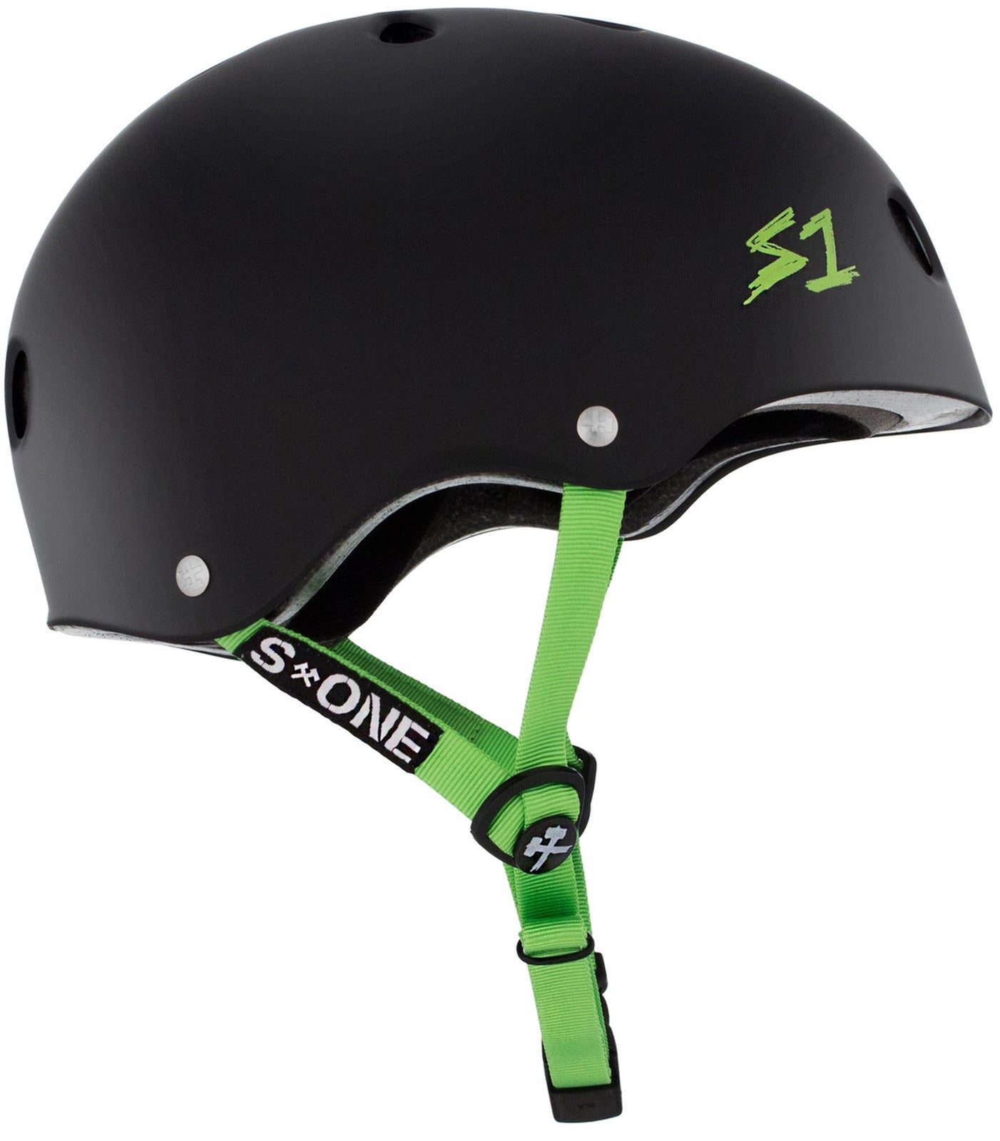 S-One Helmet Lifer (Large) Black Matte/Green Straps