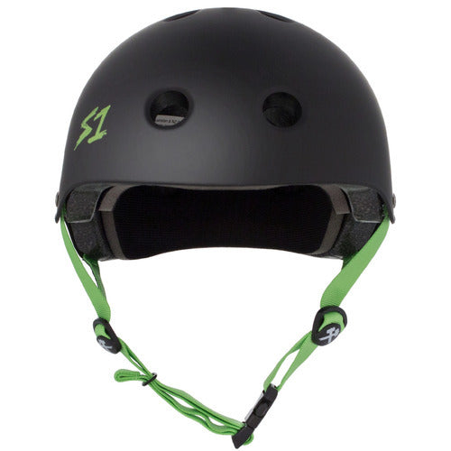 S-One Helmet Lifer (Large) Black Matte/Green Straps