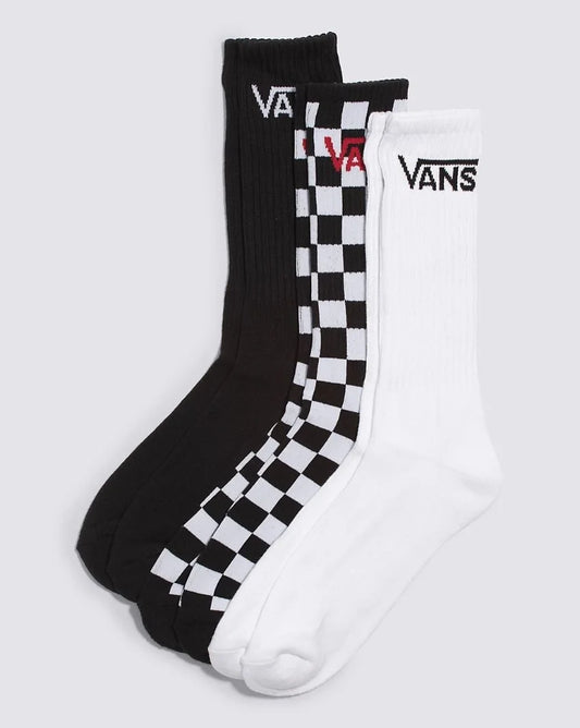 VANS - Classic Crew 3PK  White/Black/Grey - CHECKERBOARD