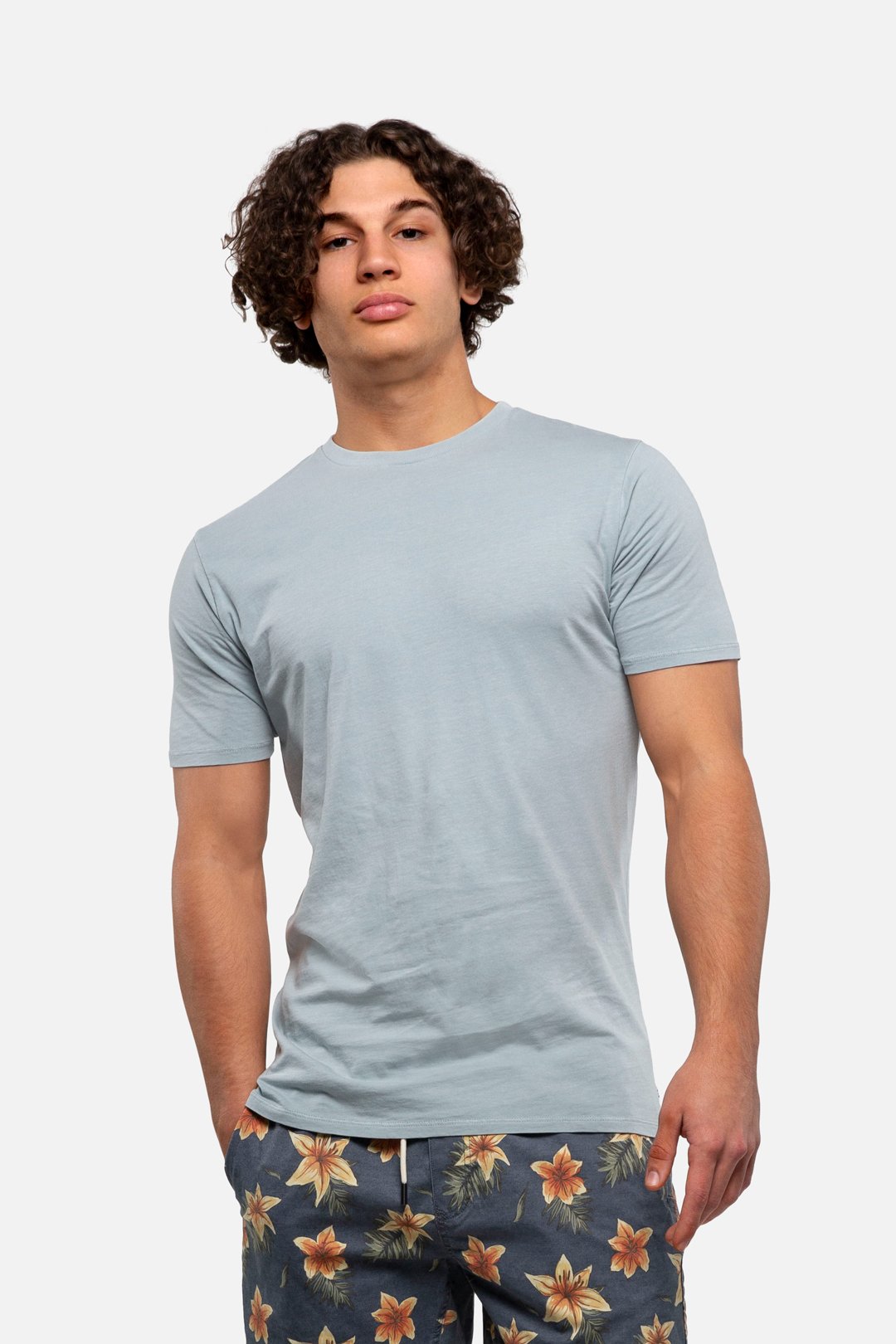 INDUSTRIE -  Basic Classic Crew Tee - Pd Faded Blue